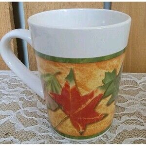Fall Leaves Themed Decorative Coffee And Tea Mug New